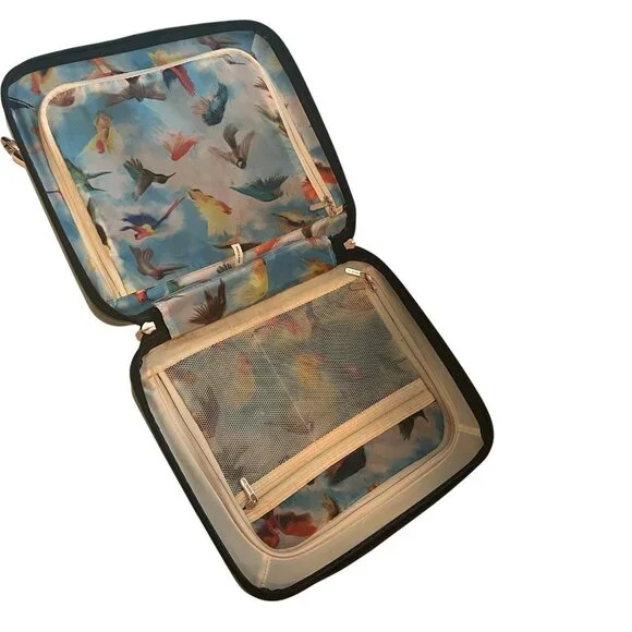 TED BAKER Vanity Case Luggage Travel Black Floral Garden Zipper - Picture 8 of 16